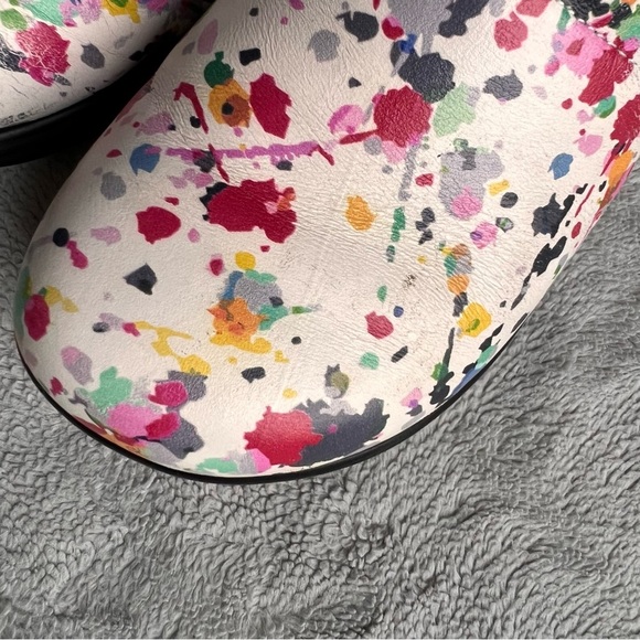 Alegria Keli Pollack Slip-On Paint Splatter Leather Professional Clogs White 37 - Picture 15 of 16